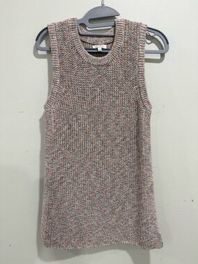 Ella Moss Womens Medium Knit Sweater Vest Neutral Speckled Boho Lightweight NWOT